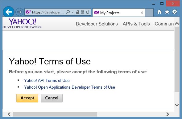 Accepting Yahoo Terms